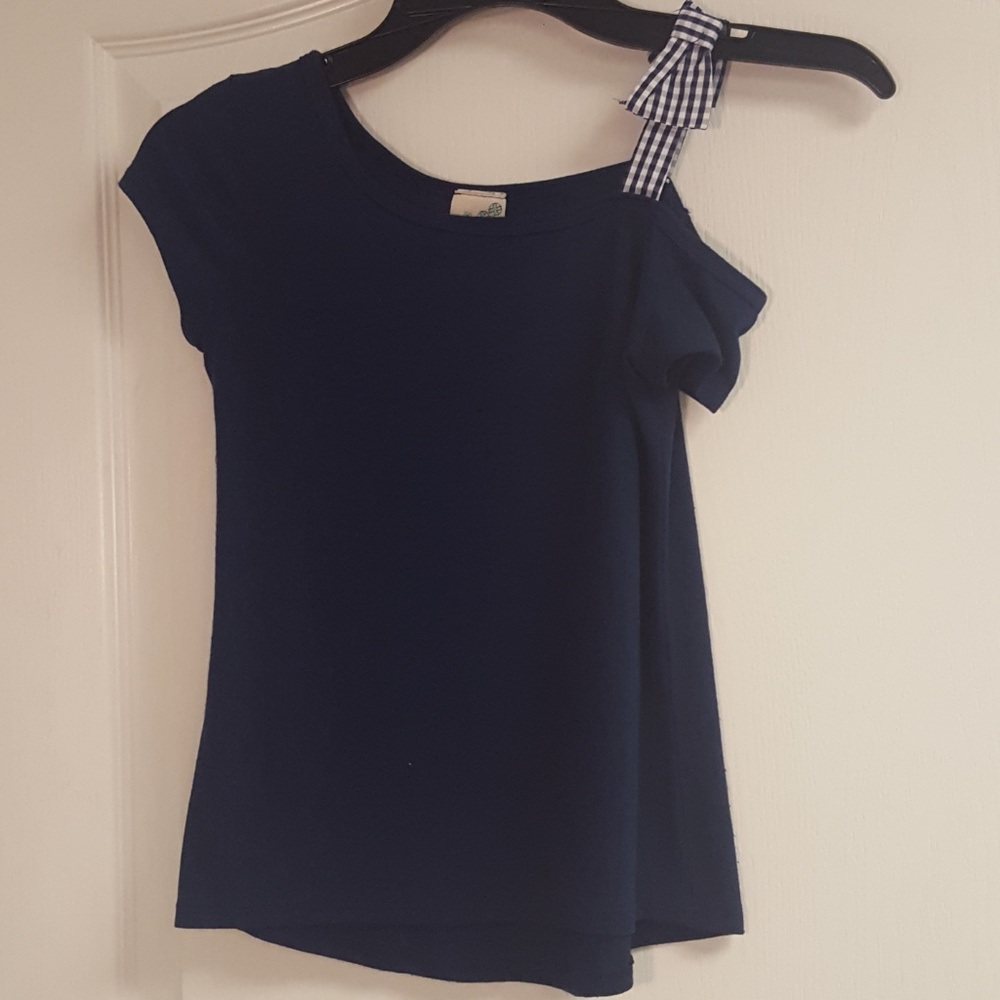 Lily Bleu Blue One Shoulder Shirt Gingham Bow